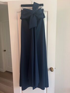 Badgley Mischka Navy Strapless Gown with Bow Detail